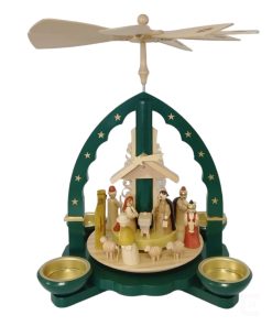Pyramide Christi Geburt für Teelichter oder Kerzen, grün