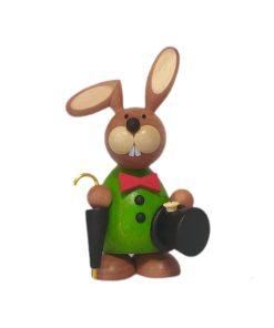 Osterhase Gentleman stehend mit Schirm und Zylinder
