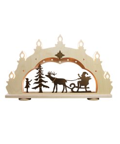 Lichterbogen Rustikal Weihnachtsmann auf Schlitten, 7-flammig